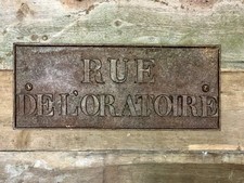 Antique 19th Century French Large Cast Iron Road Sign "Rue de L'Oratoire"