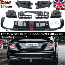FOR MERCEDES BENZ E CLASS W213 16-20 Bs LOOK GLOSS BLACK REAR DIFFUSER+TAILPIPES