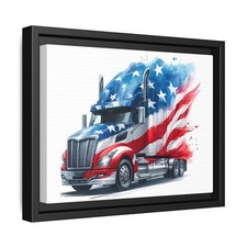 Patriotic Truck Framed Canvas