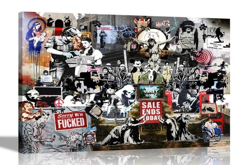 Collage banksy canvas print - collage,