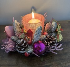 Handmade Pink Christmas Candle