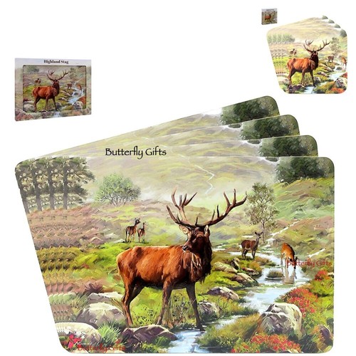 Scottish highland stag set - scottish,