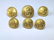 6 x Original WW1 Era Royal Navy Volunteer Reserve RNR Gilt Officer's Buttons