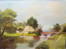 Naive Oil on Board Painting