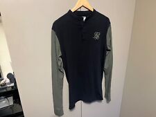 SIKSILK Longsleeve Black and Olive Green Button Top - Size Large