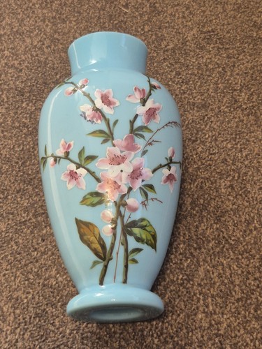 Milky blue glass vase - vase, hand