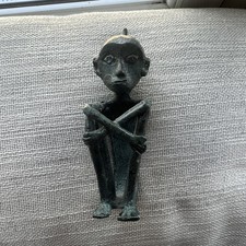 BENIN BRONZE MAN figurine, Benin vintage replica, Benin bronze with verdigris,