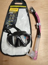 Cressi Big Eyes Evolution and Alpha Ultra Dry Mask and Snorkel Set - Black/Pink