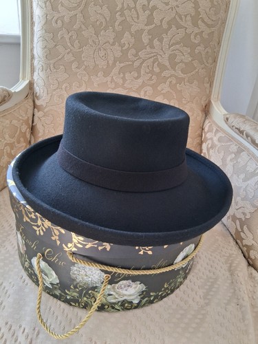 French wide brim hat black - french,