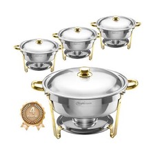 Chafing Dishes for Buffet 4 Pack, 6QT Round Chafing Dishes for Buffet [Elegan...