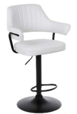 WHITE PLUSH BAR STOOL BREAKFAST KITCHEN BAR  GAS LIFT  PADDED ARMS & BACK