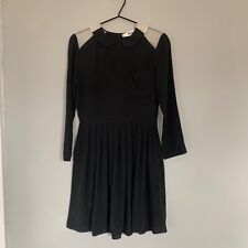 TBA Black 100% silk dress with white collar