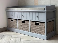 Grey Storage Bench With 3