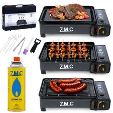 ZMC 2in1 Gas Stove Camping Cooker + Gas Grill incl. Gas Cartridges, Griddle