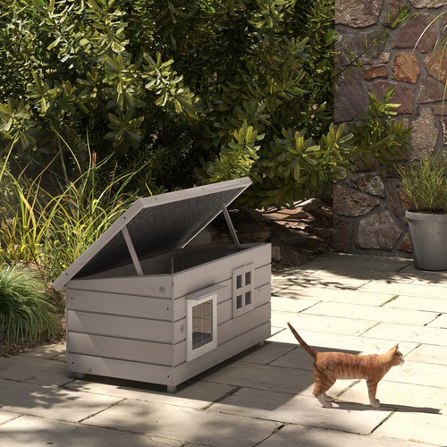 Wooden outdoor cat house - wooden,