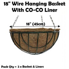 18" Wire Hanging Basket + Coco