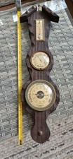 Vintage Banjo-Style Weather Station Thermometer Barometer Hygrometer Wall Mount