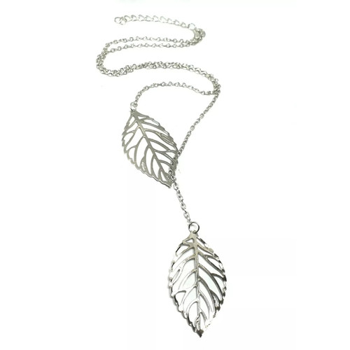 Leaf pendant lariat - lariat, necklace