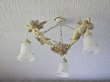 Vintage Cherub Ceiling Light Chandelier Mottled Glass