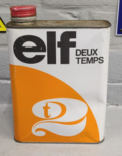 Vintage French Elf DEUX TEMPS 2 Stroke Oil Tin / Can 2 Litre EL72