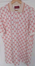 Gucci GG Embossed Logo Polo Shirt Men's XL Orange & White Never Been Worn 