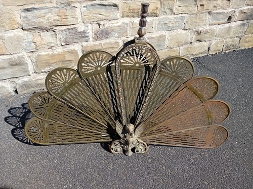 Brass peacock fire - peacock, screen