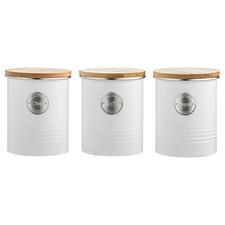 Typhoon White Tea, Coffee & Sugar, Bread Bin, Biscuit Tin Storage Container Jar