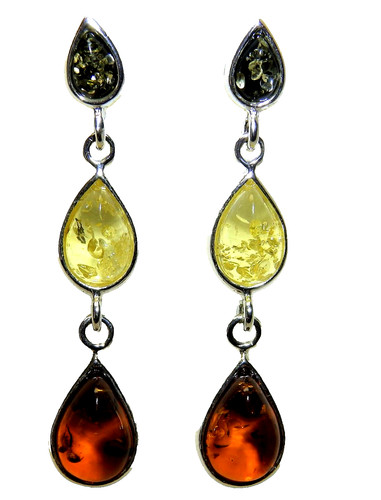 Silver amber earrings cognac