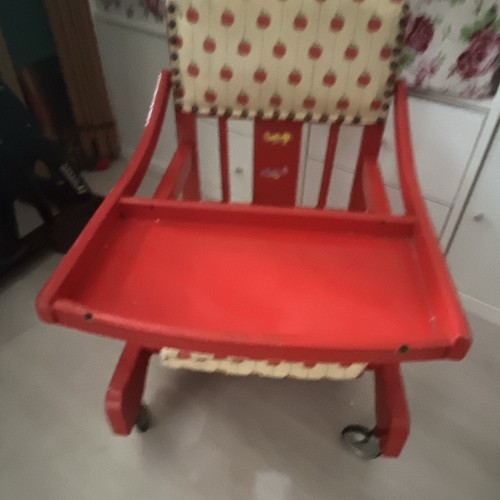Red wooden baby vintage high - wooden,
