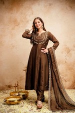 Women Purple Chinon Anarkali
