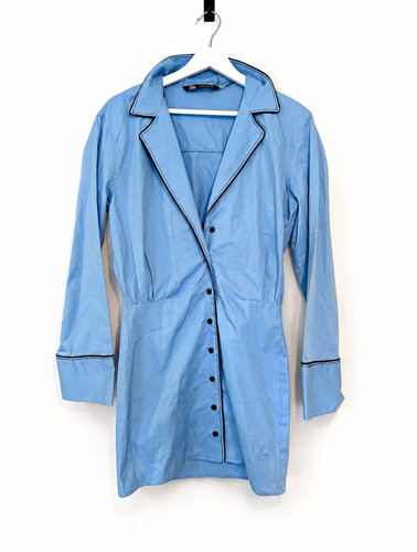 Zara blue button - front, shirt