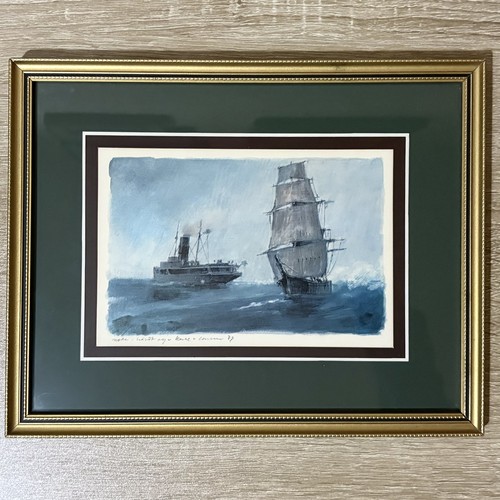 Vintage seascape watercolour - seascape,