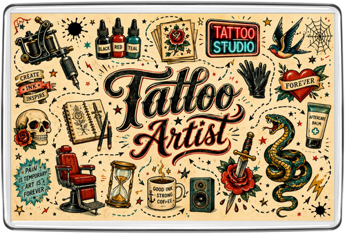 Tattoo artist fridge magnet - tattoo,