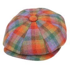 Mens Womens Tartan Newsboy Cap Wool 8 Panel Checked Tweed Vintage Flat Cap