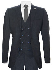 Mens Blue Wool 3 Piece Suit