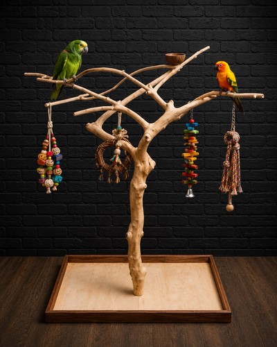 Natural java wood parrot tree - parrot,