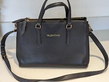 Mario Valentino Hand Bag Black Grained Leather In Good Condition 