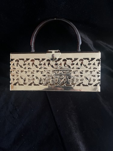 Vtg box purse - vtg, gold