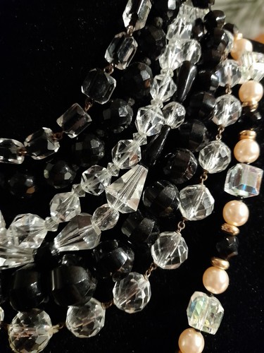 Vintage glass black clear - black,,