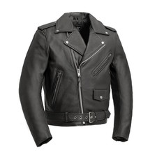 Men's Classic Black Leather Motorcycle Jacket – Heavy Duty Cowhide Biker Jacket
