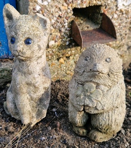 Vintage hedgehog cat garden - vintage, &