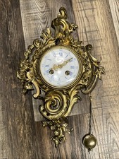 Antique French Japy Freres Bronze Acanthus Cartel Wall Clock T&S 15x9x4.5 Rococo
