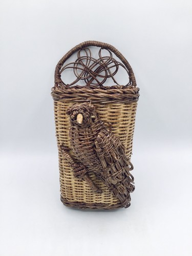 Vintage 1970s wicker bird wall - vintage,