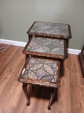 Vintage Nest of 3 Glass Top