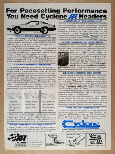 1982 cyclone headers camaro - cyclone,