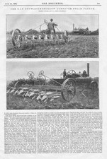 Eight Furrow Turnover Steam Plough - Antique Engineering Print 1894