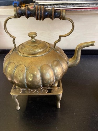Brass kettle stand vintage - brass, &