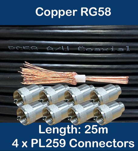 25m copper black rg58 ohm - 25m,