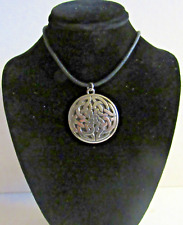 #P18) PENDANT PEWTER CELTIC ROUND INTERLACED NECK BLACK CORD COSTUME JEWELLERY