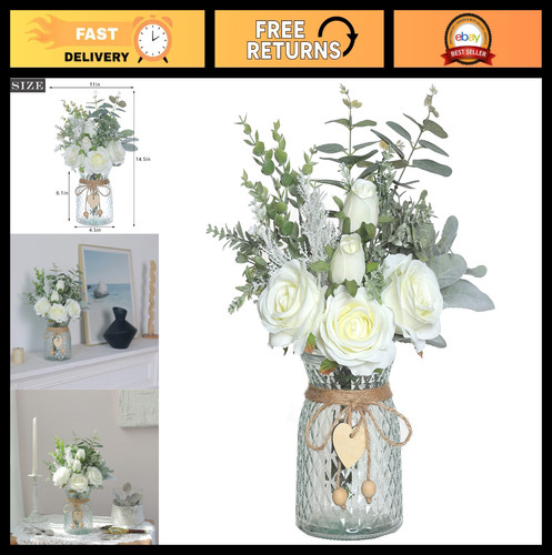 Faux flower arrangement - 14.5",